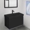 Black Floating Bathroom Vanity, Modern, 32