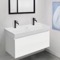 Double Floating Bathroom Vanity, Modern, 40
