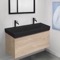 Double Floating Bathroom Vanity, Modern, 40