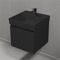 Small Black Floating Bathroom Vanity, Modern, 18