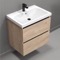 Modern Bathroom Vanity, Wall Mounted, 26