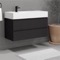 Wall Mounted Black Bathroom Vanity, Modern, 40