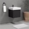 Floating Bathroom Vanity, Black, Small, Modern, 18
