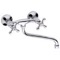 Chrome Wall Mount Tub Faucet with Long Swivel Spout