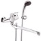 Chrome Wall Mount Tub Faucet with Long Swivel Spout and Hand Shower