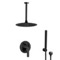 Matte Black Ceiling Rain Shower System with Handheld, Rainfall Shower Head, Shower Faucet Set