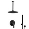 Matte Black Ceiling Shower System With Rain Shower Head and Hand Shower