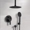 Matte Black Ceiling Shower Set with Rain Shower Head and Hand Shower
