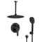 Matte Black Ceiling Shower Set with Rain Shower Head and Hand Shower