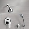 Chrome Shower System with Multi Function Shower Head and Hand Shower