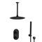 Matte Black Thermostatic Ceiling Shower System with Rain Shower Head and Hand Shower