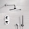 Thermostatic Rain Shower System with Handheld, Rain Shower Head, Shower Faucet Set