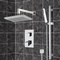 Thermostatic Rain Shower System with Handheld, Rain Shower Head, Shower Faucet Set