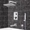 Thermostatic Tub and Shower Faucet Set with Handheld and Rain Shower Head