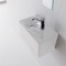 Rectangular White Ceramic Wall Mounted or Vessel Sink