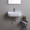 Modern White Ceramic Wall Mounted or Vessel Sink