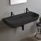 Black Ceramic Trough Wall Mounted or Vessel Sink
