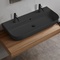 Matte Black Ceramic Trough Wall Mounted or Vessel Sink