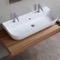 Modern White Ceramic Wall Mounted or Vessel Sink