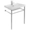 Rectangular Ceramic Console Sink and Polished Chrome Stand, 24