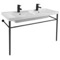 Double Ceramic Console Sink and Matte Black Stand, 48