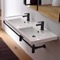 Double Basin Wall Mounted Ceramic Sink With Matte Black Towel Bar