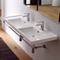 Double Basin Wall Mounted Ceramic Sink With Polished Chrome Towel Bar