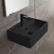 Rectangular Black Ceramic Wall Mounted or Vessel Sink