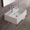 Rectangular Wall Mounted Ceramic Sink With Polished Chrome Towel Bar