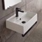 Rectangular Wall Mounted Ceramic Sink With Black Towel Bar