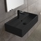 Rectangular Black Ceramic Wall Mounted or Vessel Sink