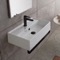 Rectangular Wall Mounted Ceramic Sink With Black Towel Bar
