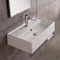 Rectangular Wall Mounted Ceramic Sink With Polished Chrome Towel Bar