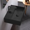 Rectangular Black Ceramic Wall Mounted or Vessel Sink