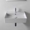 Rectangular White Ceramic Wall Mounted or Vessel Sink