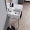 Rectangular Ceramic Console Sink and Polished Chrome Stand