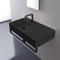 Matte Black Ceramic Wall Mounted Sink With Matte Black Towel Bar