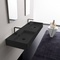 Double Black Ceramic Wall Mounted or Vessel Sink With Counter Space