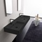 Double Matte Black Ceramic Wall Mounted or Vessel Sink With Counter Space