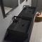 Double Black Ceramic Wall Mounted or Vessel Sink With Counter Space