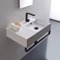 Rectangular Ceramic Wall Mounted Sink, Matte Black Towel Bar Included