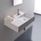 Rectangular Ceramic Wall Mounted or Vessel Sink With Counter Space