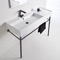 Ceramic Console Sink and Matte Black Stand, 40