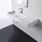 Rectangular Ceramic Wall Mounted or Vessel Sink With Counter Space