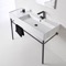 Ceramic Console Sink and Matte Black Stand, 40