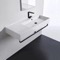 Rectangular Ceramic Wall Mounted Sink, Black Towel Bar Included