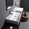 Rectangular Ceramic Wall Mounted or Vessel Sink With Counter Space