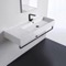 Rectangular Ceramic Wall Mounted Sink, Matte Black Towel Bar Included