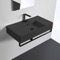 Matte Black Ceramic Wall Mounted Sink With Matte Black Towel Bar