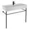 Large Ceramic Console Sink and Matte Black Stand, 40